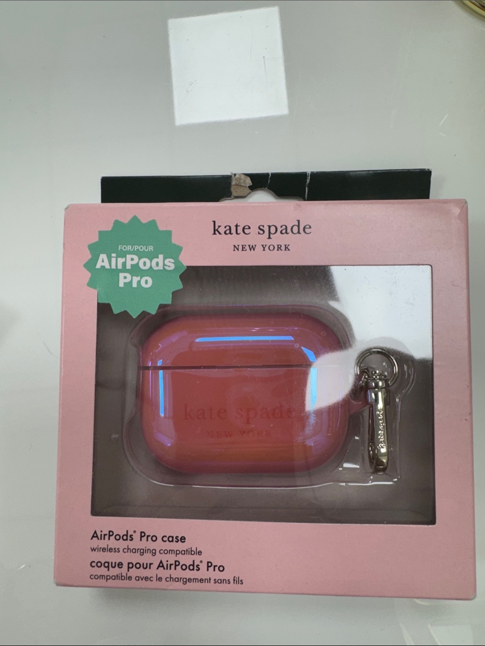kate spade Pink/Coral Iridescent AirPods Pro Case with Keychain